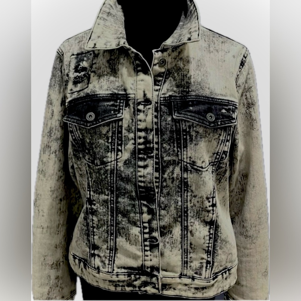 BONGO Acid Wash Distressed Jeans Jacket